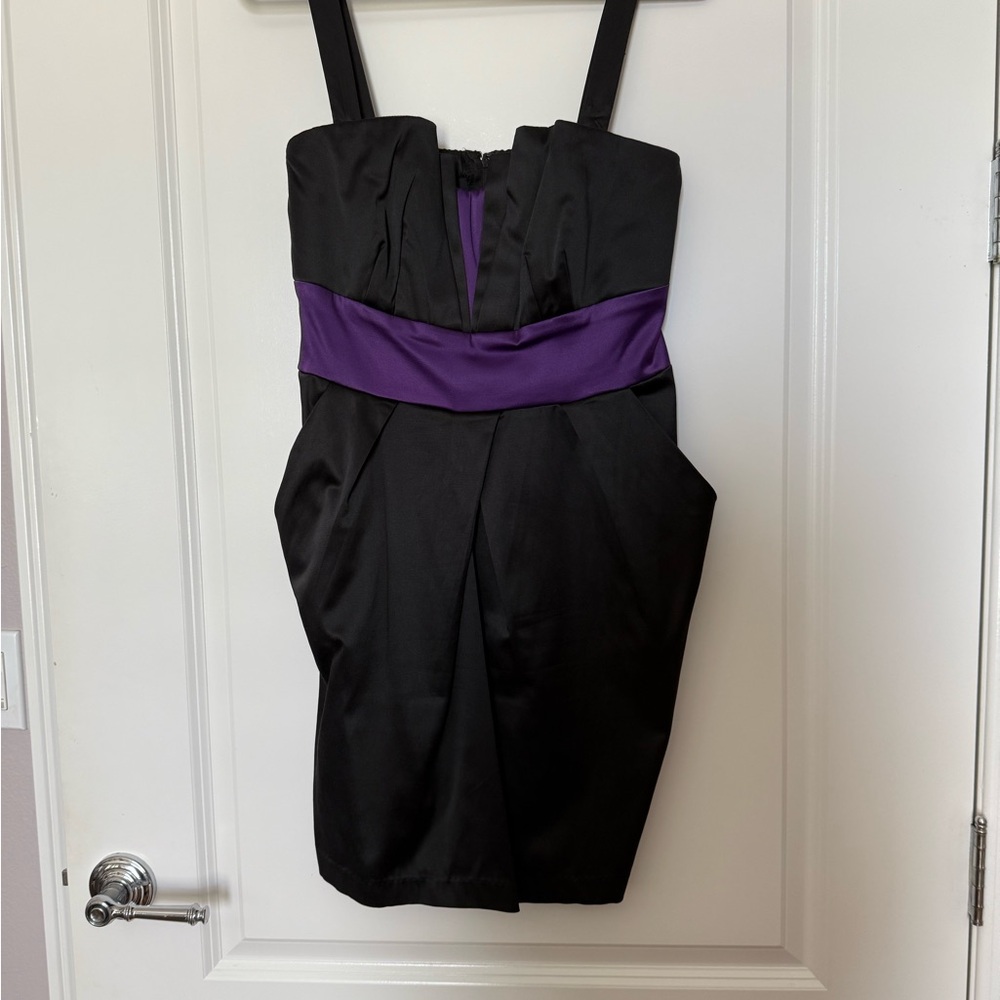Wishes Wishes Wishes Black and Purple Mini Dress